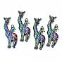 Rainbow Color Alloy Big Pendants, Cadmium Free & Lead Free, Double Giraffe Shape