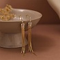 Серьги-подвески в форме листа из латуни и прозрачного кубического циркония, кисточкой серьги