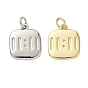Латунные подвески, квадрат с 11:11 шармом, стойки покрытие, долговечный, без свинца и без кадмия