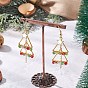 Серьги-подвески из латунных ракушек с жемчужными бусинами, с гальваническим стеклом и 304 нержавеющей сталью, Рождественские елки