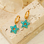 Colorful Oil Drop Inlaid Diamond Pentagram Earrings - Unique Design, Hollow Stainless Steel Ear Studs.
