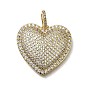 Латунные микро проложить кубического циркония подвески, сердце прелести, без кадмия и без свинца, стойки покрытие, долговечный