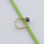 Brass & Natural Gemstone Finger Rings, Nuggets, Golden