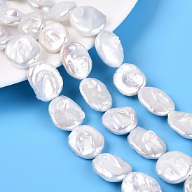 Natural Nucleated Baroque Keshi Pearl Beads Strands, Oval