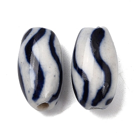 Фарфоровые бусины ручной работы, баррель, синий и белый фарфоровый узор