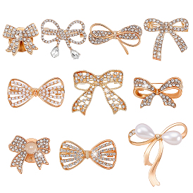 10 шт. 10 стили броши в форме банта из сплава АБС-пластика с жемчугом и стразами для рюкзака и одежды