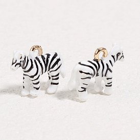 Alloy Enamel Pendants, Zebra Charms, Golden