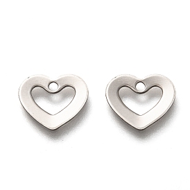 201 Stainless Steel Charms, Laser Cut, Hollow, Heart