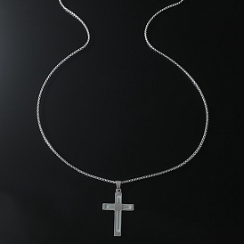 Luminous Stainless Steel Pendants Necklaces, Glow in the Dark Cross