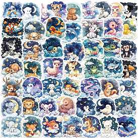 50Pcs Animals Theme PVC Plastic Self-Adhesive Stickers, for Scrapbooking, Travel Diary Craft