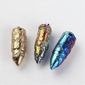 Гальванические подвески из натурального дракона, пуля, со смешанной металлической фурнитурой металлического цвета, 41~43x12~14 мм, отверстие : 3x4 мм