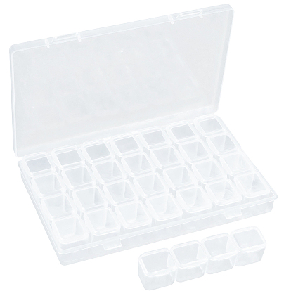 Прямоугольные полипропиленовые (полипропиленовые) контейнеры для хранения бусинок, с откидной крышкой и 28 решетками, каждая строка имеет 4 сетки, для бижутерии мелкие аксессуары