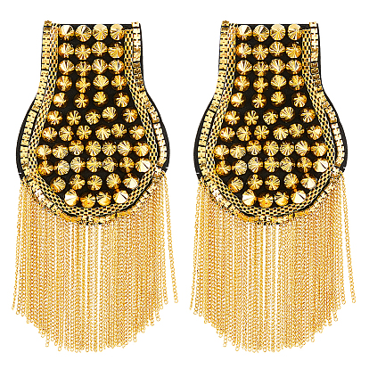 2 модные погоны с кисточками, нагрудный знак на пластиковой заклепке, с железными цепочками, ткань выводы