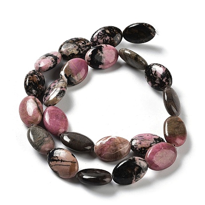 Natural Rhodonite Beads Strands, Flat Oval