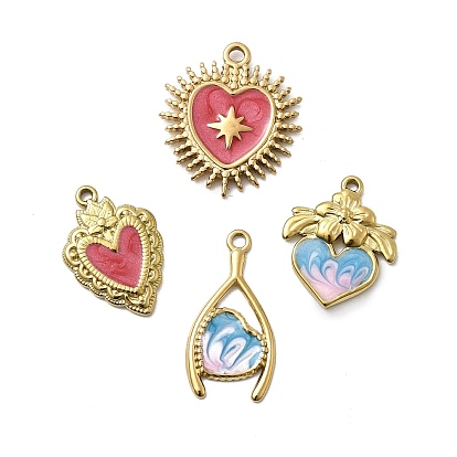 304 нержавеющей стальной эмали подвески, сердце прелести, ионное покрытие (ip), реальный 18 k позолоченный
