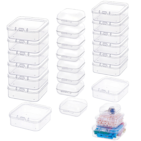 120Pcs 3 Styles PP Bead Storage Containers with Hinged Lid, Square