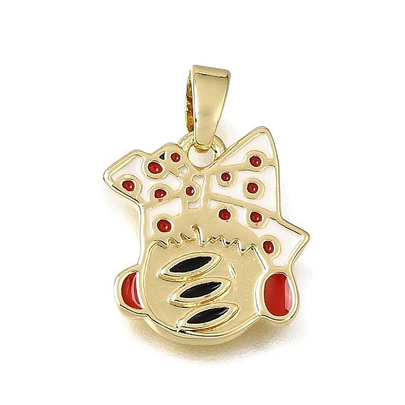 Brass with Red Enamel Charms, Human Charms, Rack Plating, Long-Lasting Plated, Cadmium Free & Lead Free