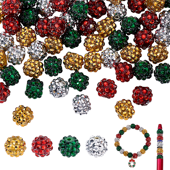 80 шт. 4 цвета прозрачные смоляные стразы градуированные бусины, с акриловыми круглыми бусинами внутри