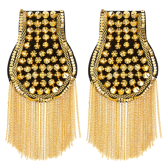 2 модные погоны с кисточками, нагрудный знак на пластиковой заклепке, с железными цепочками, ткань выводы