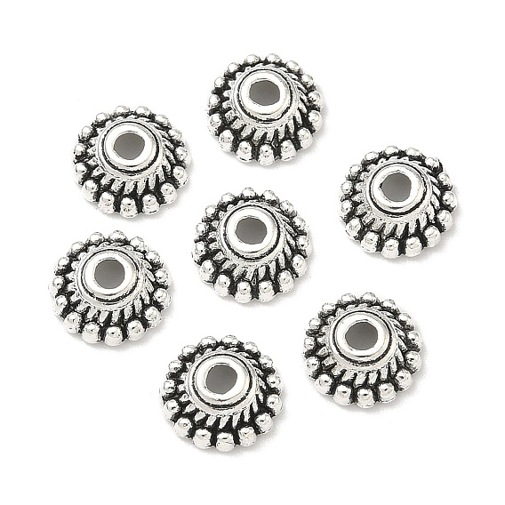 Tibetan Style Alloy Caps, Lead Free & Cadmium Free, 8mm in diameter, 3mm thick, hole: 2mm