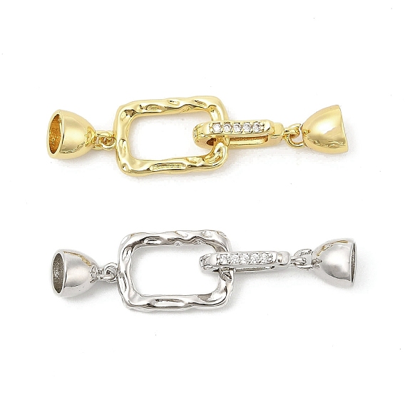 Латунное микропейв, прозрачный кубический цирконий, складные застежки, без кадмия, без никеля и без свинца, прямоугольные