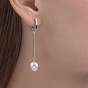 Boucles d'oreilles pendantes en argent sterling plaqué rhodium, boucles d'oreilles longues en perles naturelles