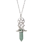 Natural & Synthetic Mixed Gemstone Bullet Pendant Necklace, Alloy Moon & Star Woven Net Necklace