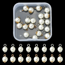 20pcs 2 couleurs résine imitation perle charmes ronds, avec les accessoires en alliage