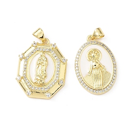 Латунные микропаве прозрачные подвески с фианитом, религиозная тема, с эмалью, без свинца и без кадмия, долговечный, стойки покрытие