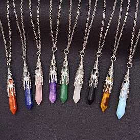 Natural & Synhthetic Mixed Stone Pendant Necklaces, Cone
