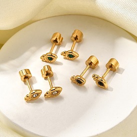 Ионное покрытие (ip) 304 серьги-гвоздики из нержавеющей стали в форме моркови, со стразами, реальный 14 k позолоченный