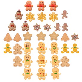 Кабошоны из смолы, на Рождество, имитация пищевого печенья, Колобок, лист, звезда, рождественская елка, снеговик, снежинка