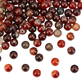 2 Strand Natural Agate Beads Strands, Round, Dyed & Heated