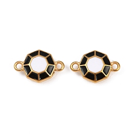 304 подвески-восьмиугольные соединители из нержавеющей стали с черной и белой эмалью, ионное покрытие (ip)