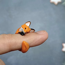 Alloy Enamel Cuff Open Rings, Fox