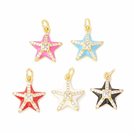 Стойка металлическая латунная микропрофилированная кубическая циркония подвески, с эмалью, долговечный, реальный 18 k позолоченный, без кадмия и без свинца, морская звезда