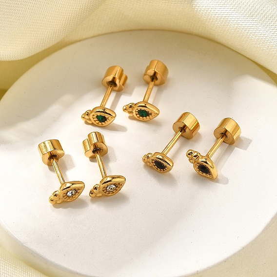 Ионное покрытие (ip) 304 серьги-гвоздики из нержавеющей стали в форме моркови, со стразами, реальный 14 k позолоченный