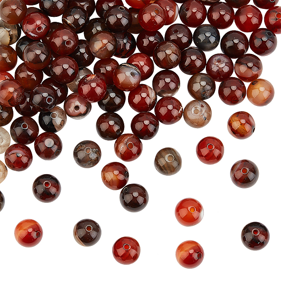 2 Strand Natural Agate Beads Strands, Round, Dyed & Heated