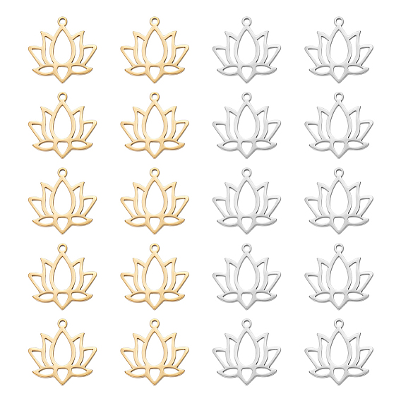 20 шт. 2 цвета 304 подвески из нержавеющей стали, очарование лотоса