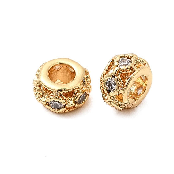 Латунные микропаве из прозрачного кубического циркония, рондель, без никеля 
