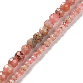 Natural Argentina Rhodonite Beads Strands, Round, Faceted