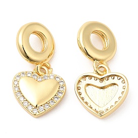 Brass with Cubic Zirconia Pendants, Long-Lasting Plated, Lead Free & Cadmium Free, Heart
