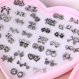 36 Pairs Mixed Pink Heart Earrings in Gift Box - Fashion Jewelry Accessories