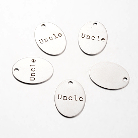 Mother's Day Theme, Spray Painted 201 Stainless Steel Family Theme Pendants, Oval with Word, 30x22x1mm, Hole: 3mm