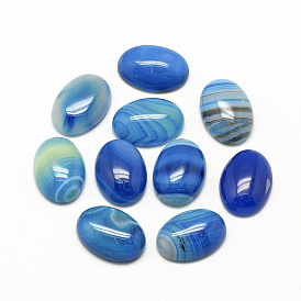Natural Striped Agate/Banded Agate Cabochons, Dyed, Oval