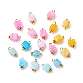 Подвески-кубы из окрашенного натурального агата, с петлями из сплава в тибетском стиле, разноцветные