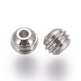 201 Stainless Steel Beads, Grooved, Drum