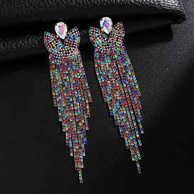 Sparkling Long Dangle Earrings with Colorful Gems - Fashionable and Creative Jewelry