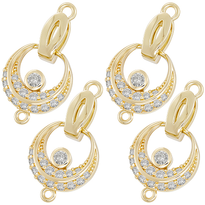 6шт. латунные микропаве прозрачные кубические цирконии складные застежки, луна