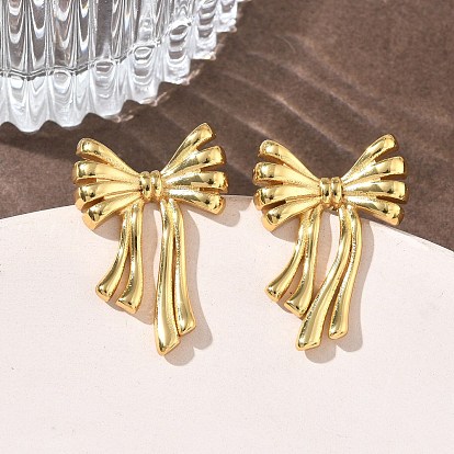 304 Stainless Steel Stud Earrings for Women, Bowknot, Ion Plating(IP)